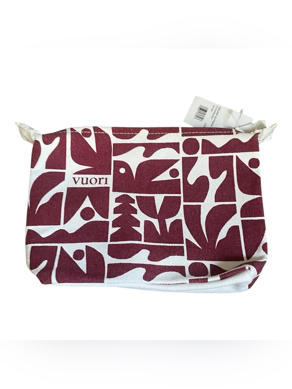 Vuori Maroon & White Geometric Canvas Cosmetic Pouch